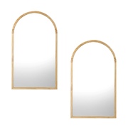 Arched Wall Mirrors 86x50cm Wooden Set of 2