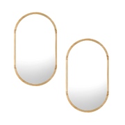 Wooden Wall Mirrors Oval Mirror 84x50cm Set of 2