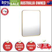 Wall Mirrors Gold Metal Frame 65x50cm Rectangle