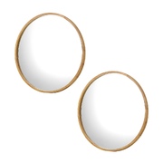 Wall Mirrors Round 70cm Wooden Set of 2