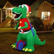 Christmas Inflatable Dinosaur 1.8M Xmas LED Lights Outdoor Decoration