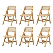 6x Dining Chairs Folding Rattan Chair Wooden