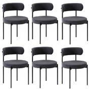 6x Dining Chair Round Boucle Backrest Dark Grey