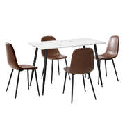 120cm Rectangle Dining Table with 4PCS Chairs PU Brown