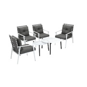 6pc Outdoor Lounge Sets White Round Tables 4pc Rattan Chairs