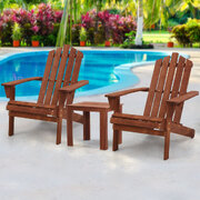 Outdoor Sun Lounge Beach Chairs Table Setting Wooden Adirondack Patio Chair Brwon