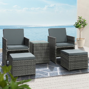 5-Piece Wicker Bistro Set - Grey Outdoor Furniture