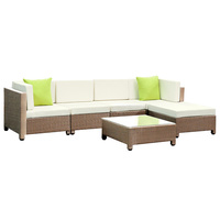 6 Piece Outdoor Wicker Sofa Set - Brown