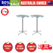 Set Of 2 Outdoor Bar Table Aluminium Round 70/110Cm