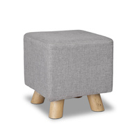 Fabric Square Foot Stool - Grey