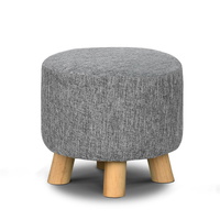 Fabric Round Ottoman - Grey