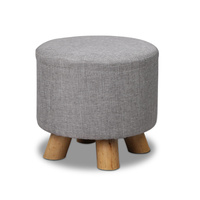 Fabric Round Ottoman - Grey