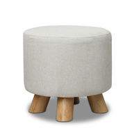 Fabric Round Ottoman - Light Beige