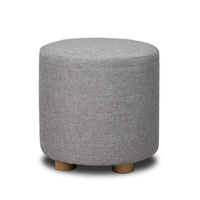 Fabric Round Ottoman - Light Grey