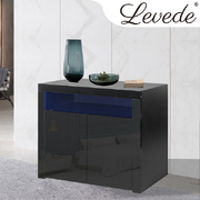 Modern Sideboard Cabinet Storage Furniture LED Black