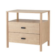 Bedside Table Nightstand 2 Drawers - Pine