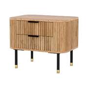 Bedside Table 2 Drawers Paulownia Wood Pine