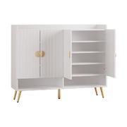 Shoe Rack Storage Cabinet Adjustable Shelf 5-Tier 30 Pairs White