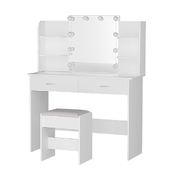 Dressing Table Set Stool 10 Led Bulbs White Dulcea