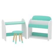 Kids 2-in-1 Bookshelf & Table Chair Set - Storage Organizer