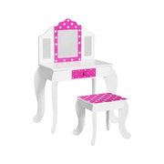 Kids Dressing Table Vanity Makeup Chair Set Wooden 3 Mirror Drawer Pink