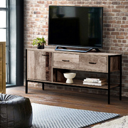 TV Stand Entertainment Unit Storage Cabinet Industrial Rustic Wooden