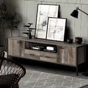 TV Cabinet Entertainment Unit Stand Storage Wood Industrial Rustic 160cm