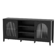 Buffet Sideboard Shelves Double Doors - Black