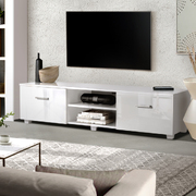 TV Cabinet Entertainment Unit Stand High Gloss Furniture Storage Drawers 140cm White