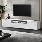 TV Cabinet Entertainment Unit Stand High Gloss Furniture 205cm White