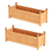 2x Wooden Raised Garden Beds - Planter Boxes 90x30x33CM