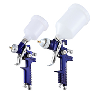 2PC HVLP Air Spray Gun Auto Gravity Feed Cup 1.4mm 0.8mm Nozzles Included