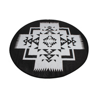 Round Outdoor Reversible Mat Weatherproof Tibetan Design 200cm Diameter