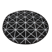 Round Outdoor Reversible Mat Weatherproof Grid Design 200cm Diameter