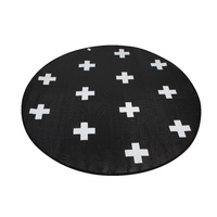 Round Outdoor Reversible Mat Weatherproof Crosses Design 200cm Diameter