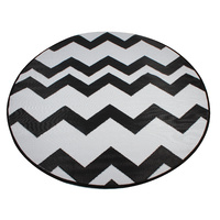 Round Outdoor Reversible Mat Weatherproof Zig Zag White 200cm Diameter