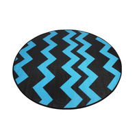 Round Outdoor Reversible Mat Weatherproof Zig Zag Blue 200cm Diameter