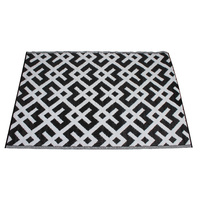 Rectangular Outdoor Reversible Mat Weatherproof Black Fish Design 120 x 180cm