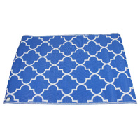 Rectangular Outdoor Reversible Mat Weatherproof Marakesh Blue Design 120 x 180cm