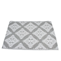 Rectangular Outdoor Reversible Mat Weatherproof Ornate Grey Design 120 x 180cm