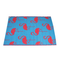 Rectangular Outdoor Reversible Mat Weatherproof Blue Flamingo Design 120 x 180cm