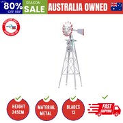 Garden Windmill 8Ft 245Cm Metal Ornaments Outdoor Decor Wind Will