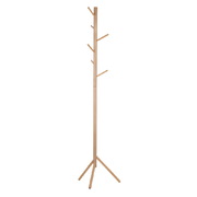 Wooden Clothes Stand with 6 Hooks - Beige