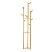 Clothes Rack Airer Coat Stand 9 Hooks Bamboo