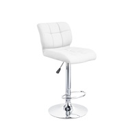 Set of 2 White Covex Bar Stools with Gas Lift 