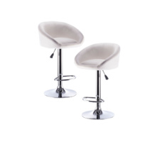 Set of 2 White Bell Bar Stools with Gas Lift 