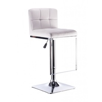 Set of 2 White Quill Bar Stools with Gas Lift 
