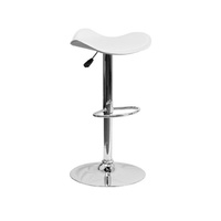 Set of 2 White Wave Bar Stools with Gas Lift 