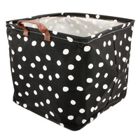 White Polka Cube Storage Basket 33 x 33 x 33cm