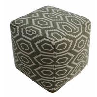 Khaki Woven Tiles Pouf 40 x 40 x 40cm 